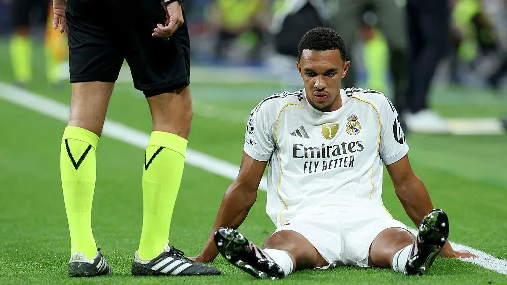 The English defender suffers early setback in Los Blancos Champions League fixture